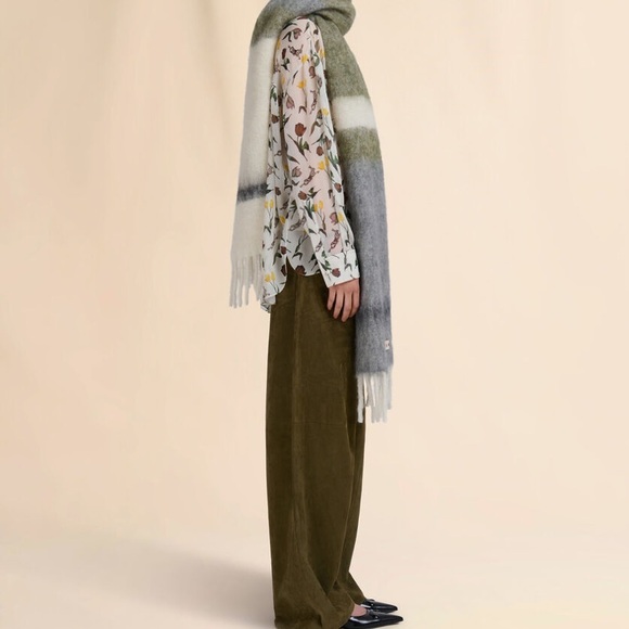 New Marni Wool alpaca Scarf ink Blue and Brown Stripes - Picture 6 of 6